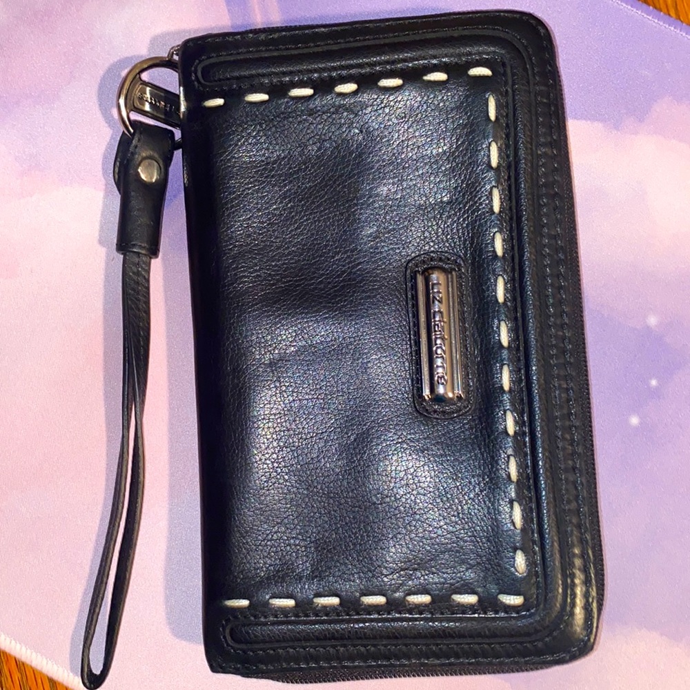 Liz Claiborne black clutch leather wallet